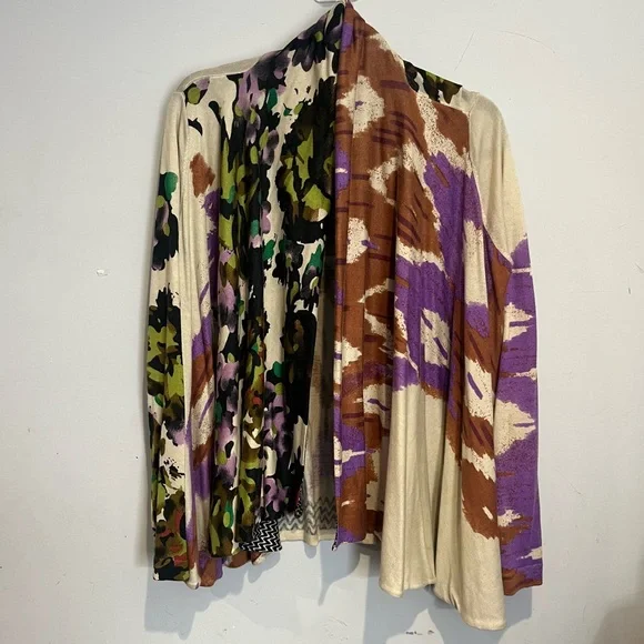 ETRO Silk & CashmereOpen Front Cardigan Duster Floral/Paisley Italy Made Size 44 - Picture 3 of 9